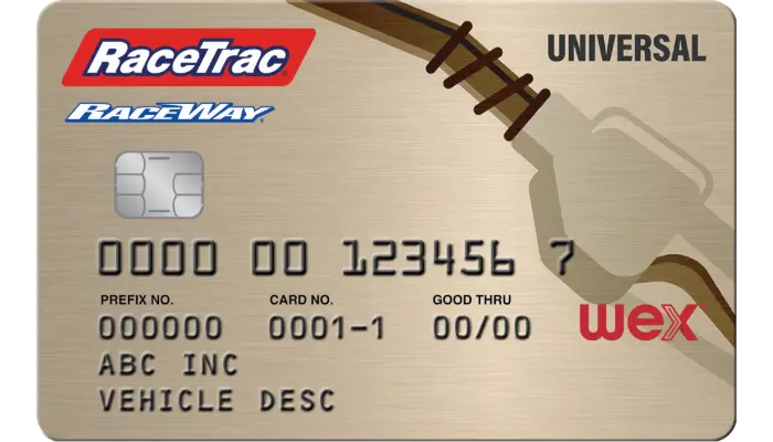 RaceTrac and Raceway Universal gold Wex card.